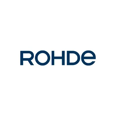 Rohde Logo in dunkelblauer Schrift auf weißem Hintergrund