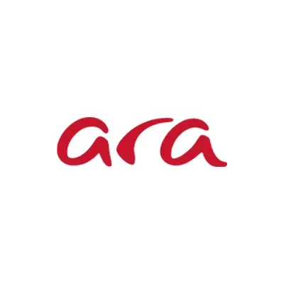 Ara Logo in roter Schreibschrift auf weißem Hintergrund