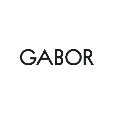 Schriftzug Gabor in schwarzen Großbuchstaben auf weißem Grund