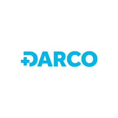 Darco Logo in Blau auf weißem Hintergrund