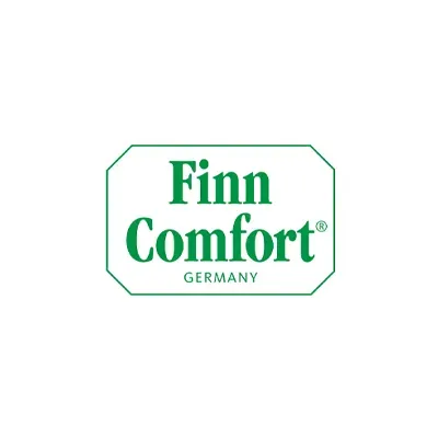 Finn Comfort Germany Logo, grüne Schrift in achteckigem Rahmen