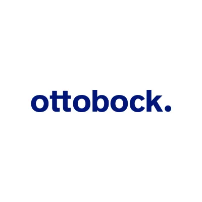 Ottobock Logo in dunkelblauer Schrift auf weißem Hintergrund