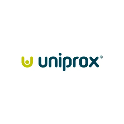Uniprox-Logo mit gelb-grünem U-Symbol und dunkelblauem Schriftzug