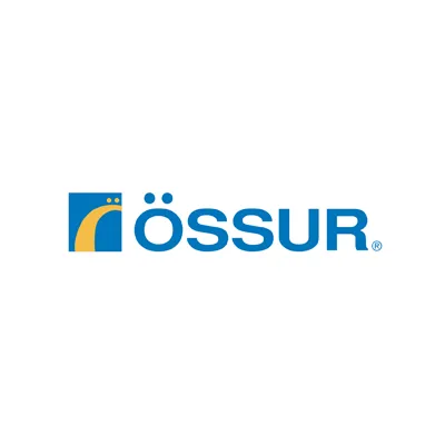 Logo von Össur in Blau und Orange
